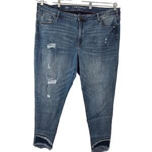 Lane Bryant Jeans Womens 26 Blue Ankle Skinny Distressed Frayed Hem Stretch Plus